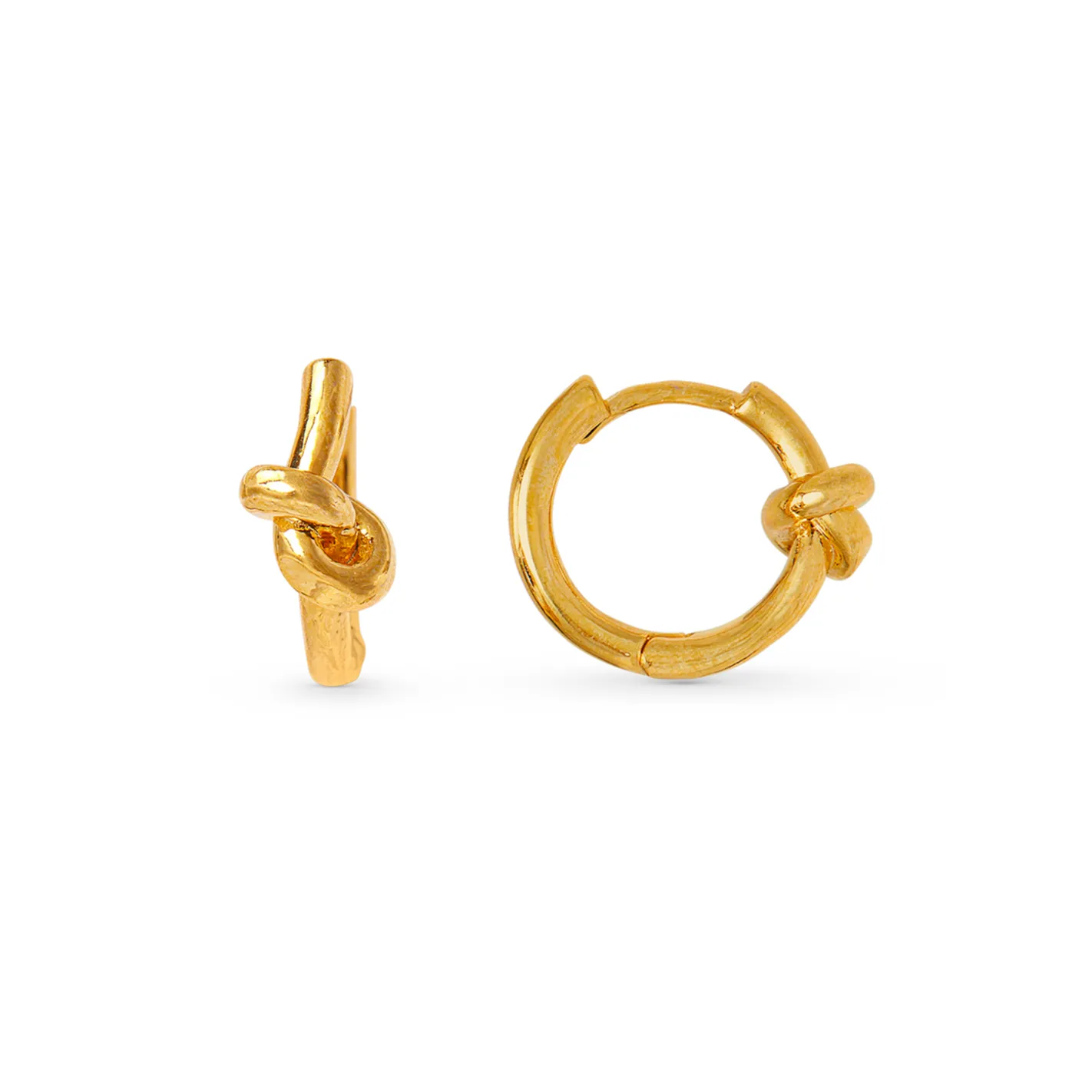 Polished Knot Huggie Hoop Earrings - Gold