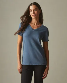 Premium Slub V-Neck Tee - Monsoon