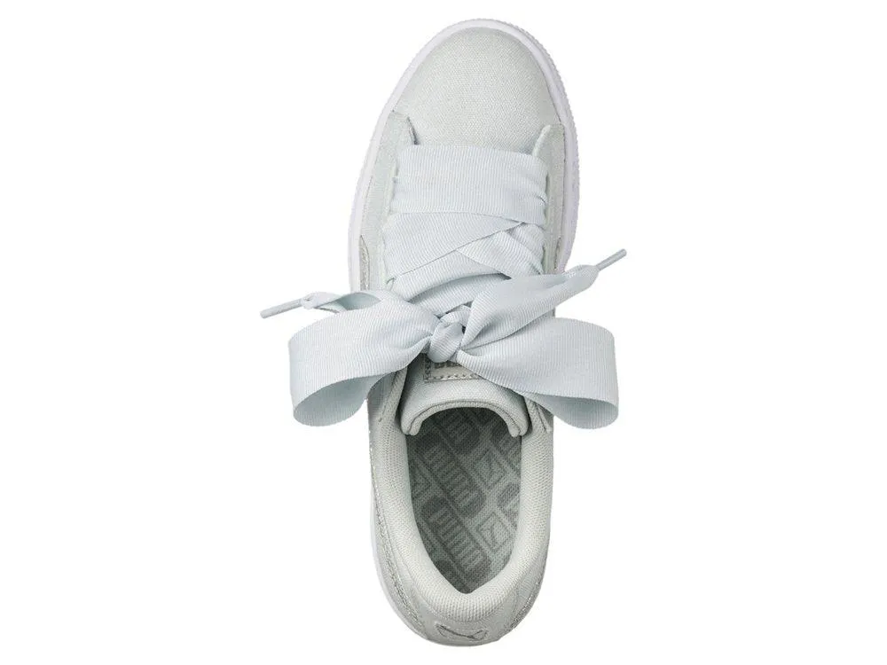 PUMA Basket Heart Blue Flowers White Silver 366495 03