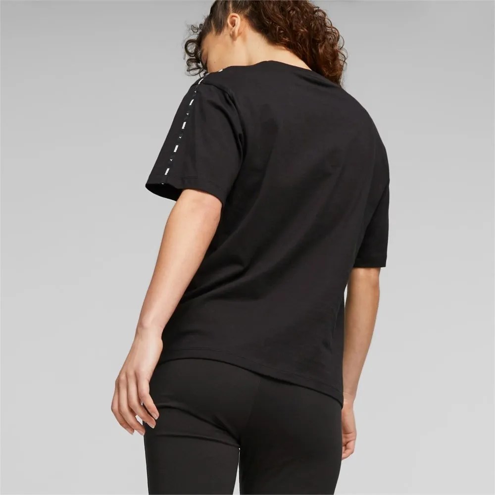 PUMA WOMEN'S ESSENTIALS TAPE BLACK TEE