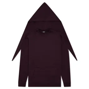 Regular Fit Hoodie with Knot Hood - Dark Aubergine