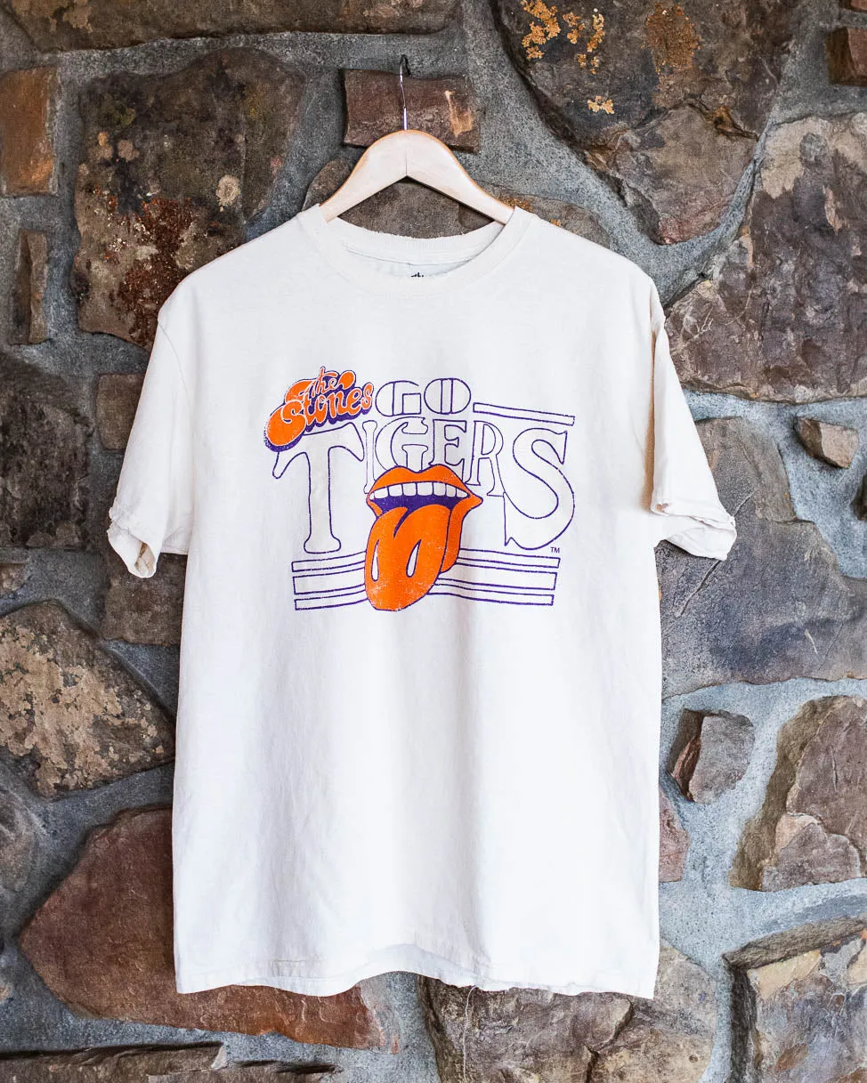 Rolling Stones Clemson Tigers Stoned Off White Thrifted Tee