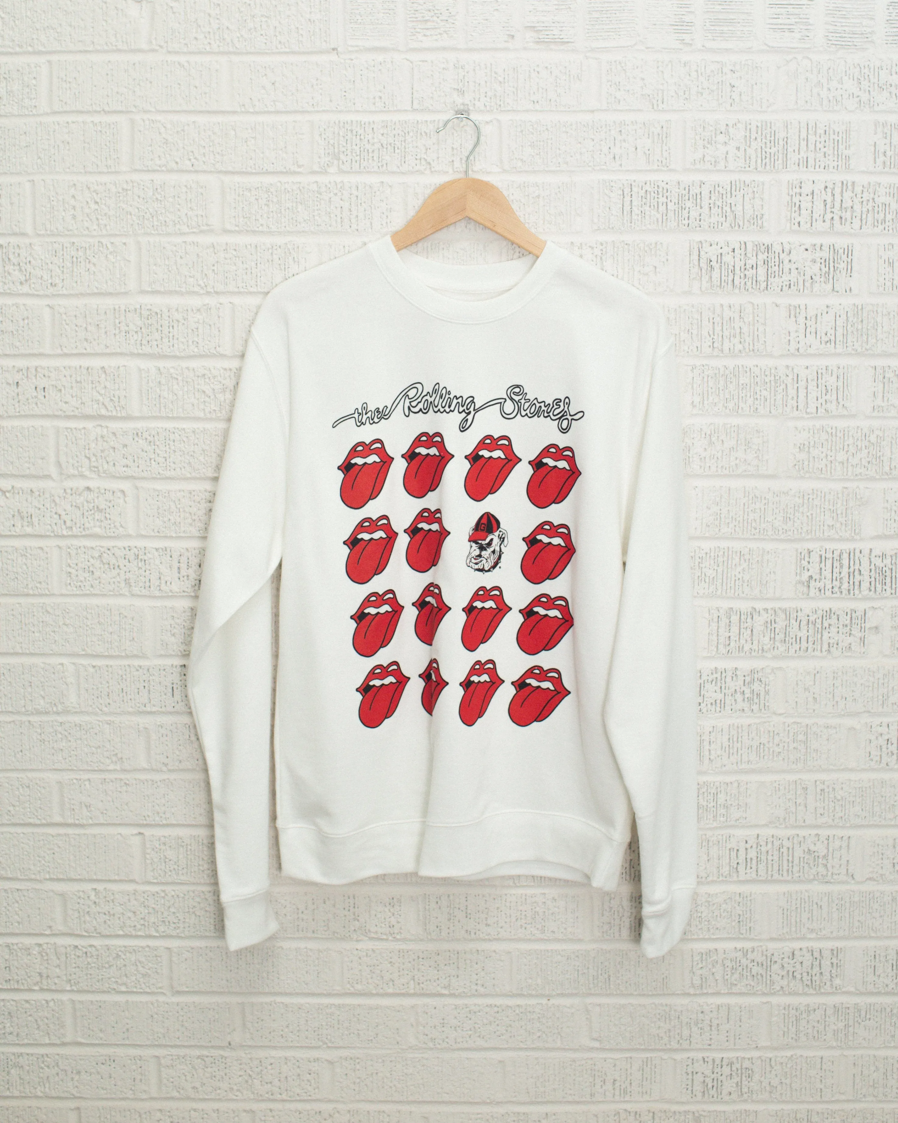 Rolling Stones University of Georgia Multi Lick White Sweatshirt