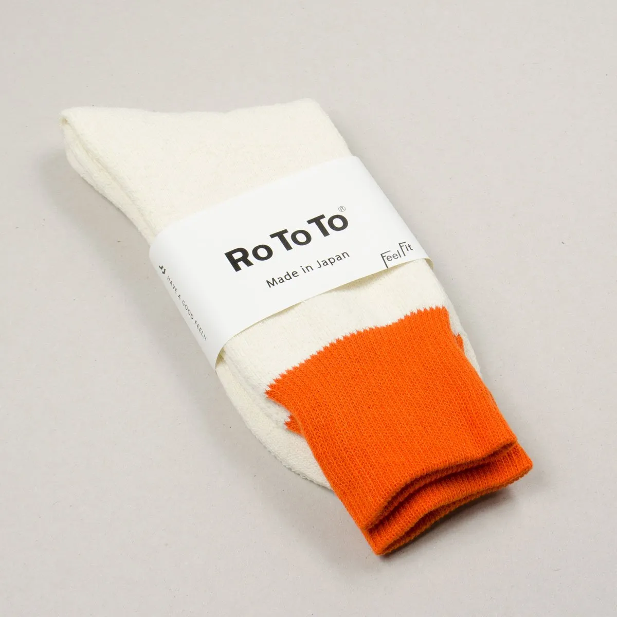 RoToTo - Doubleface Silk / Cotton Socks - Orange / White