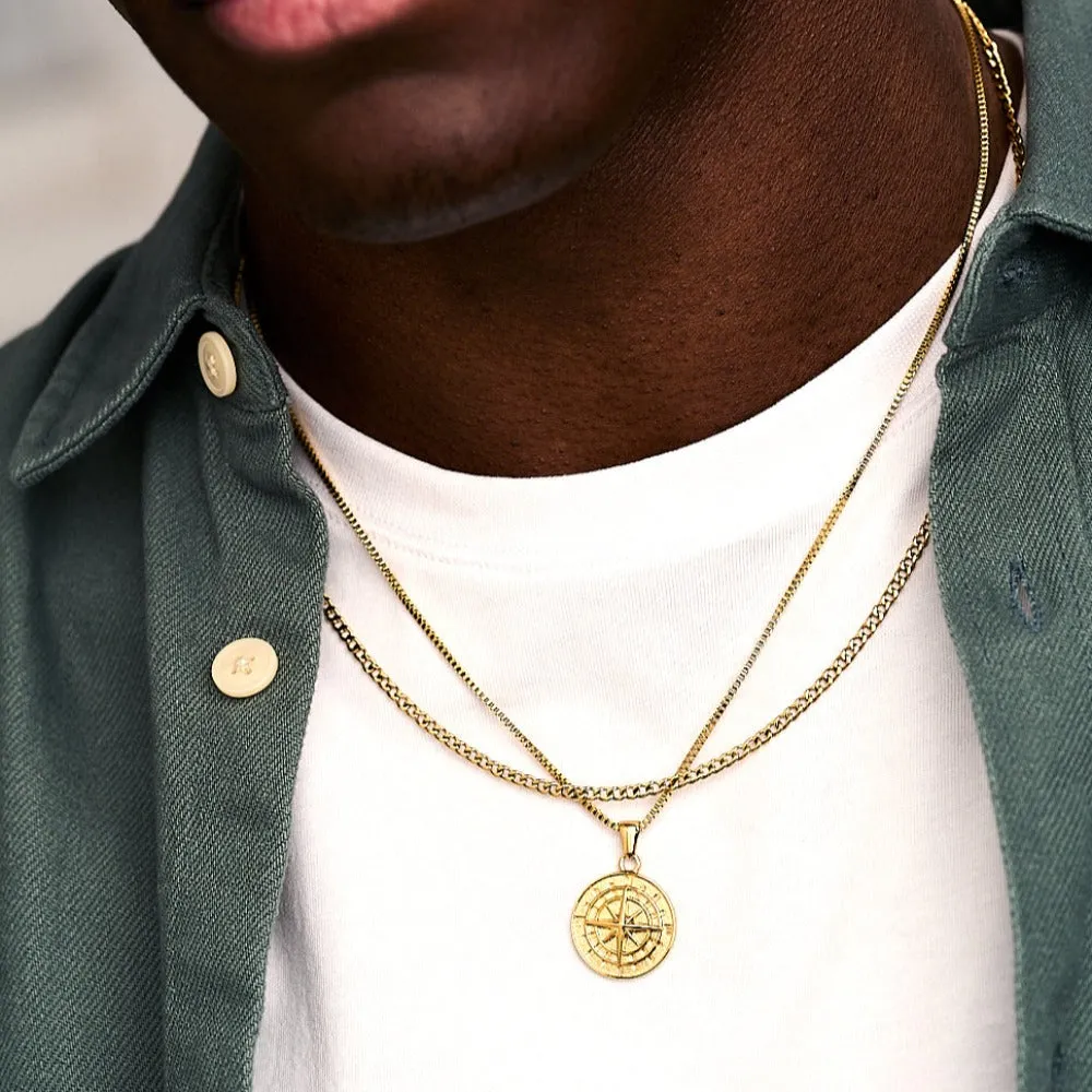 Round Box Chain Necklace - Gold