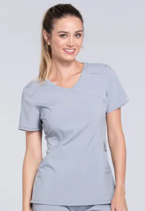 Scrub Top - Cherokee Infinity Women's Mock Wrap Top - Grey, 2625A