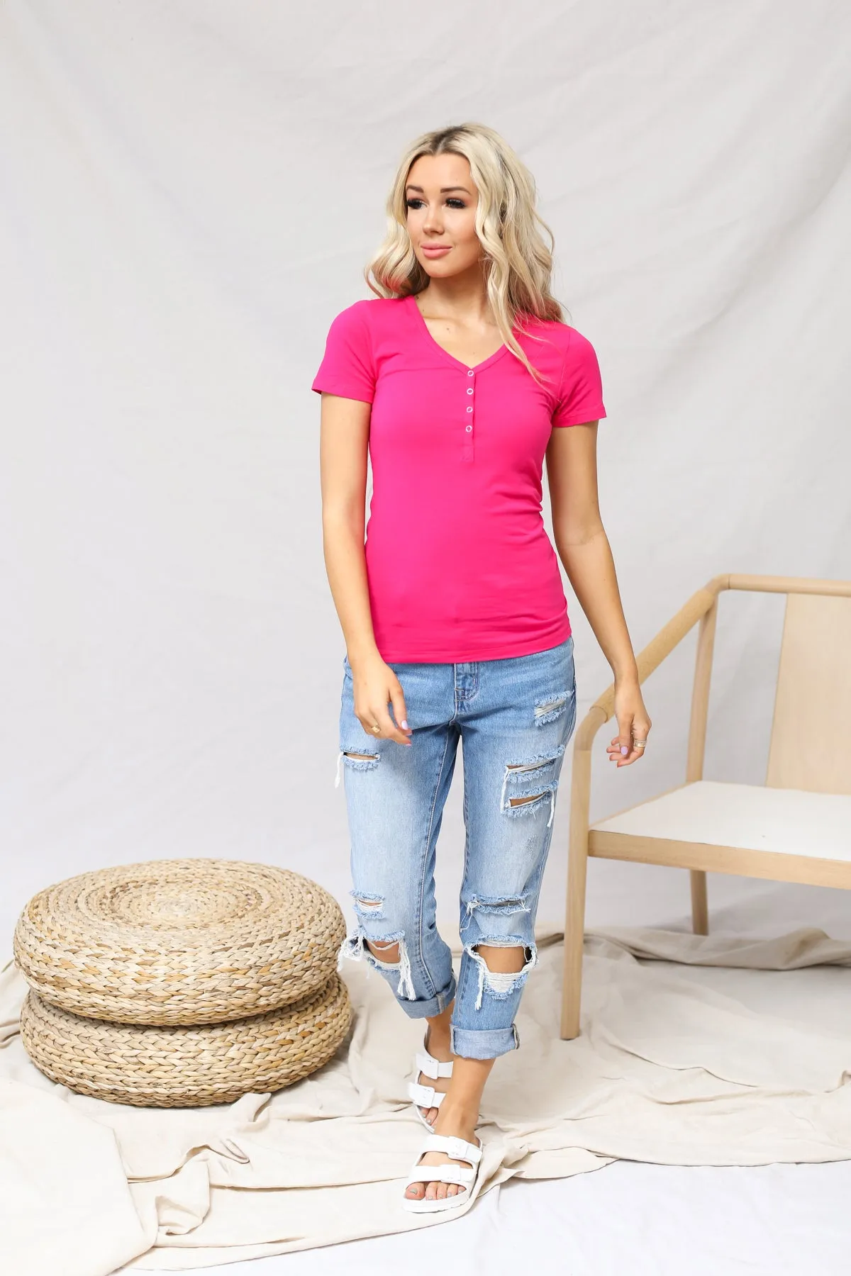 Snap Button Henley Top