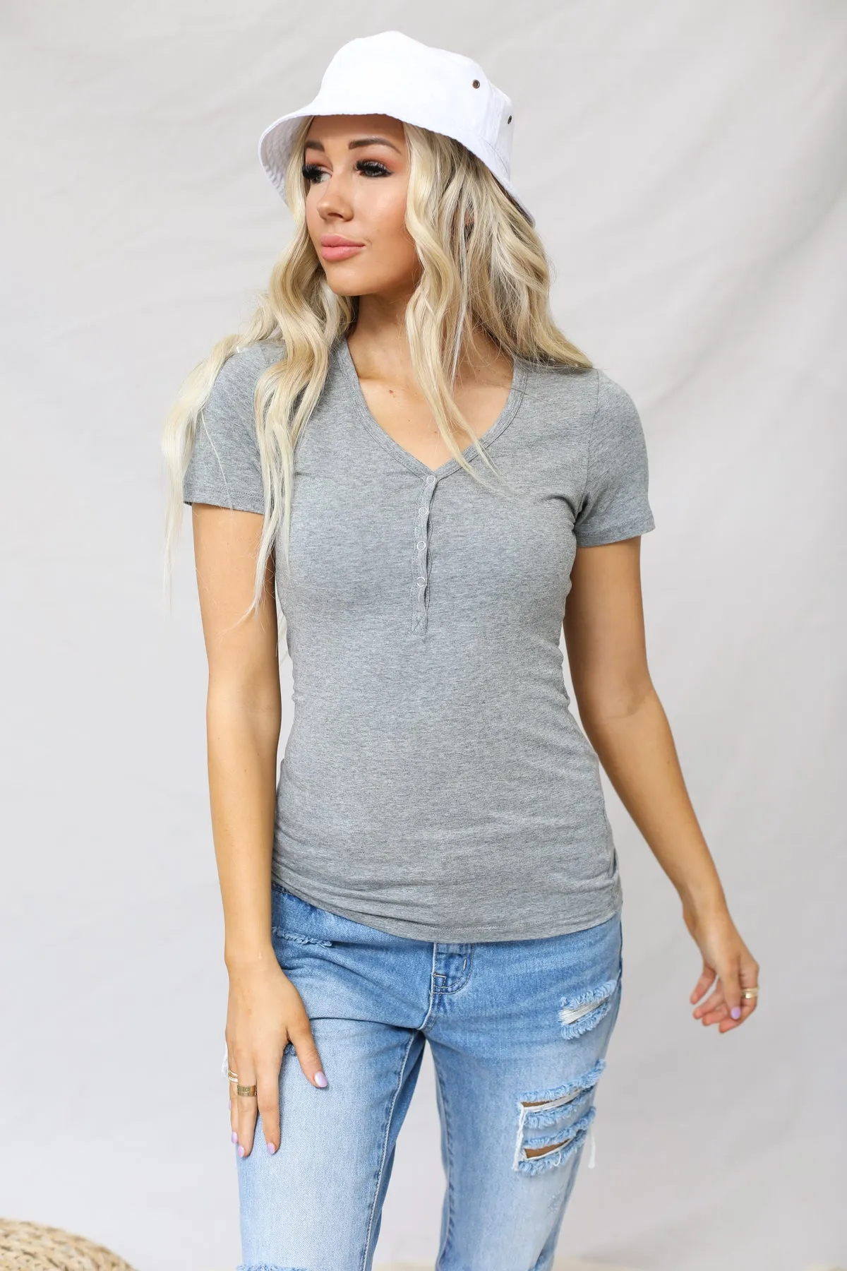 Snap Button Henley Top