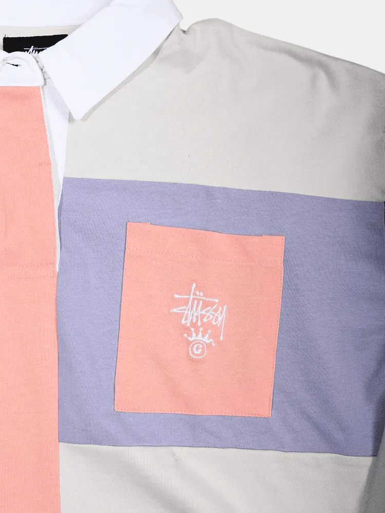 Stussy Eastman Panelled Rugby Long Sleeve - Coral