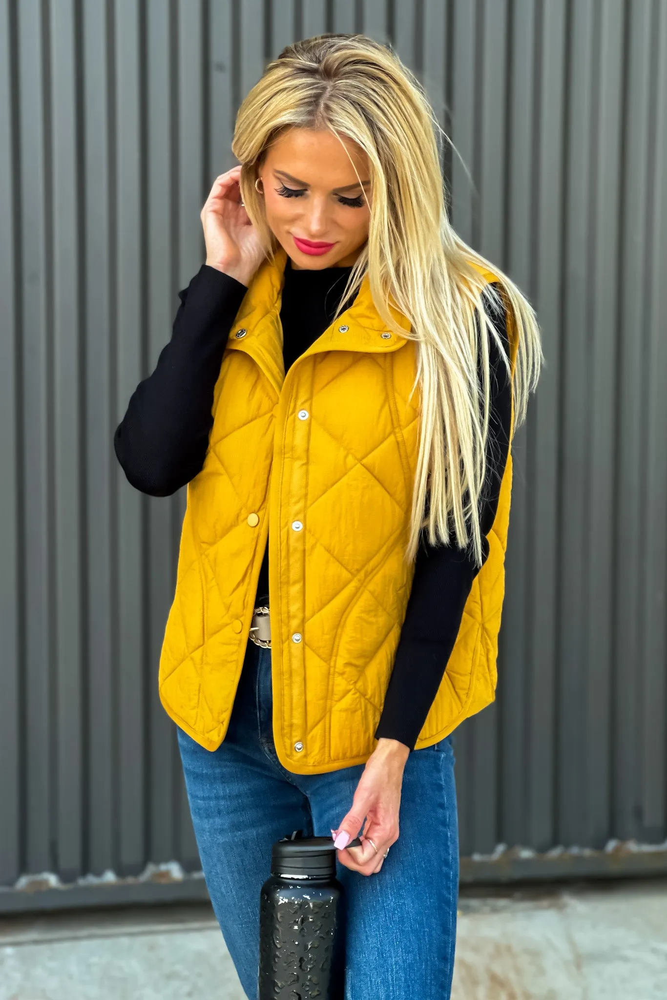 Tribal Brittany A Line Puffer Vest : Marigold