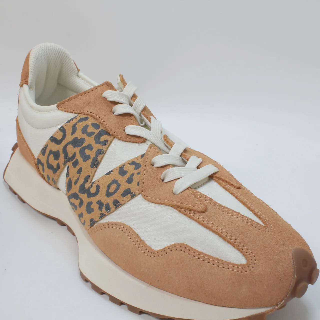 Womens New Balance 327 Sweet Caramel Rose Leopard White Gum Uk Size 10.5