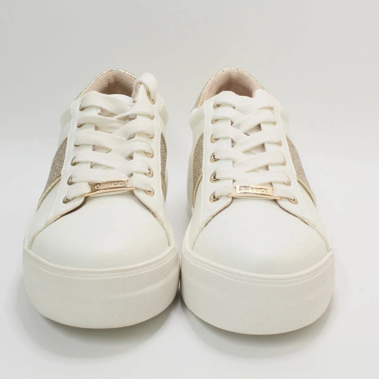 Womens Office Frantic Embellished Lace Up Trainers White Uk Size 5