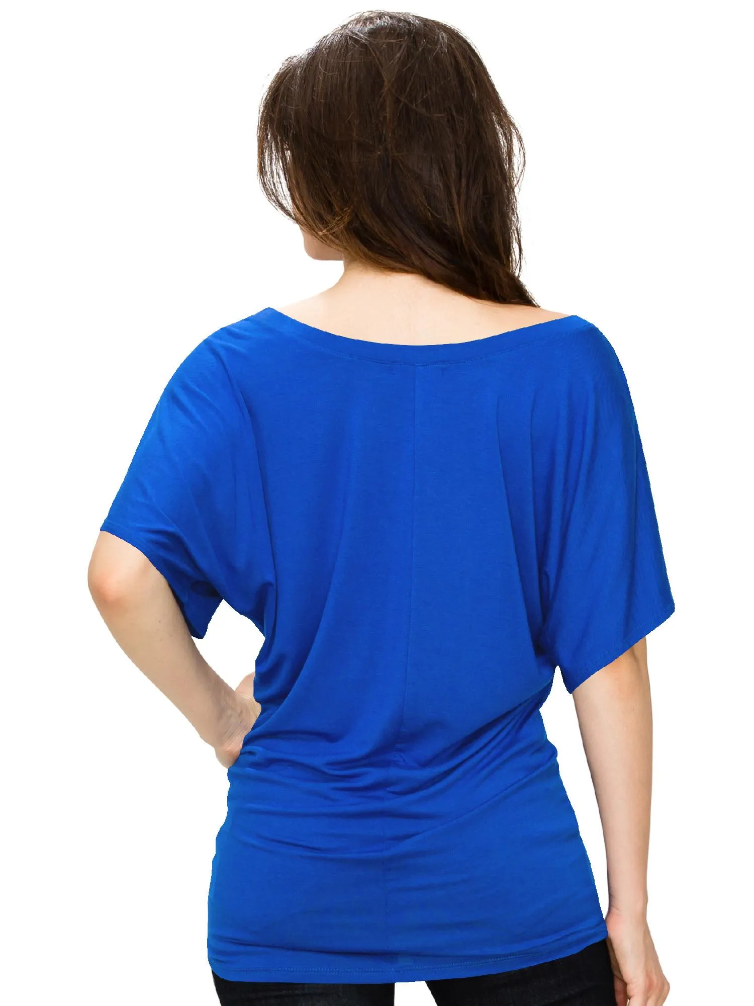 Womens Scoop Round Neckline with Kimono Sleeves Top